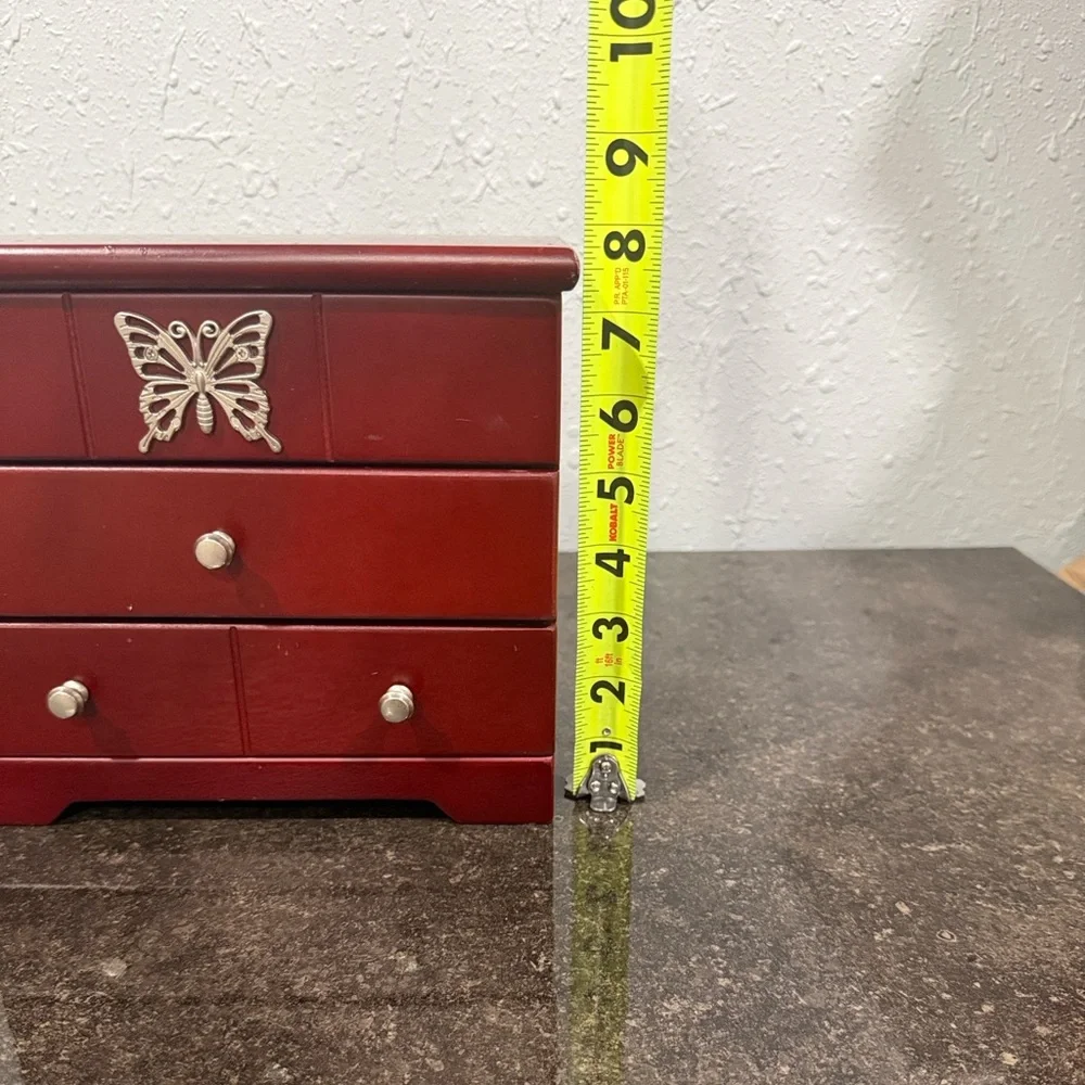 Vintage Red Jewelry‎ Box with Butterfly Accent
